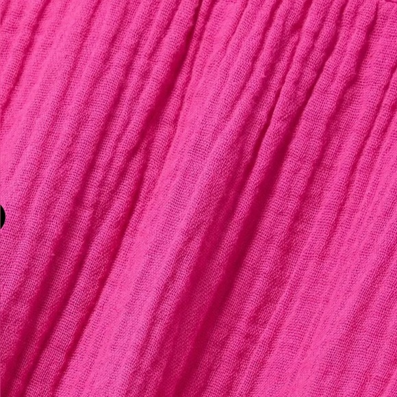 Giselle Tiered Cotton Gauze Mini Dress - Fuchsia | Size Small - Picture 8 of 8